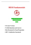 HESI Fundamentals Updated Versions 1-12 With Rationale with 100&percnt; Answers &lpar;Study guide A&plus;&rpar;