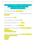 MICROBIOLOGY STERILE PROCESSING  TECHNICIAN QUESTIONS AND  ANSWERS GRADED A