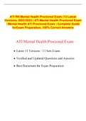 ATI RN Mental Health Proctored Exam |13 Latest Versions, 2022/2023 | ATI Mental Health Proctored Exam / Mental Health ATI Proctored Exam | Complete Guide for Exam Preparation, 100% Correct Answers