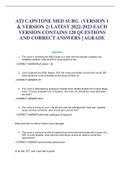  ATI CAPSTONE MED SURG  (VERSION 1 & VERSION 2) LATEST 2022-2023 EACH VERSION CONTAINS 120 QUESTIONS AND CORRECT ANSWERS | AGRADE 