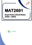 MAT2691 - PAST EXAM PACK SOLUTIONS & BRIEF NOTES - 2022