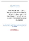 TEST BANK FOR LEWIS'S MEDICAL-SURGICAL NURSING, 3RD EDITION CONCEPTS & PRACTICE BY