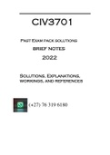 CIV3701 - PAST EXAM PACK SOLUTIONS & BRIEF NOTES - 2022