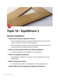 A Level Edexcel Chemistry - Topic 10 - Equilibrium 1/I