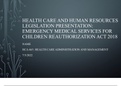 HCA 465 Topic 2 Health Care and Human Resources Legislation Presentation