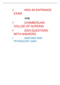 CHAMBERLAIN COLLEGE OF NURSING(HESI A2 2023)LATEST UPDATE PACKAGE  FOR REAL EXAM 2023 {IT INCLUDES MATH,READING,GRAMMAR,VOCABULARY,CHEM,A&P,BIO&CT)