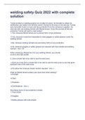 welding safety Quiz 2022 with complete solution