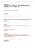 TEAS Test Science&period; Biology Questions and answers&period; Rated A
