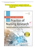 The Practice of Nursing Research&colon; Appraisal&comma; Synthesis&comma; and Generation of Evidence 8th Edition by Burns & Groves Complete  2023