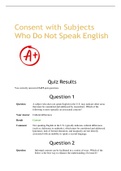 NR 505NP CITI TRAINING QUIZ (Consent with Subjects Who Do Not Speak English) | 100% CORRECT GUARANTEED