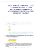HESI PN EXIT EXAM V3 LATEST VERSION 2022-2024 ALL 110 QUESTIONS AND VERIFIED  ANSWERS PLUS RATIONALES/PN HESI EXIT EXAM V3