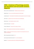 HESI - Anatomy & Physiology practice  test Questions and accuarate answers&period; Rated A&plus;