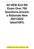 HESI Exit RN Exam Over 700 Questions, Answers Rationale New 2021/2022 latest 100%.