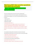 Med Surg 2021 Hesi practice questions with Rationale Answers&period; 100&percnt; accurate with Guaranteed  comprehension