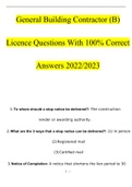 General Building Contractor (B) License exam 2022/2023 with 100% correct answers