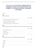 WGU C213 ACCOUNTING FOR DECISION MAKERS LATEST EXAM QUESTIONS AND CORRECT ANSWERS 2022-2024 &lpar;VERIFIED ANSWERS&rpar;