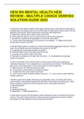 HESI RN MENTAL HEALTH HESI REVIEW - MULTIPLE CHOICE VERIFIED SOLUTION GUIDE 2022 