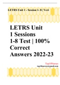 LETRS Unit 8 Session All Sessions &lpar;1-8&rpar; And LETRS Unit 8 Final Assessment Test&comma; 2022&sol;2023&period;
