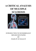 Critical analysis of Multiple sclerosis (Research Paper)