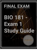 BIO 181 - Exam 1 Ultimate Study Guide &lpar;GCU&rpar; - Biology Well defined Guide 