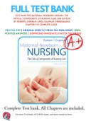 Test Bank For Maternal Newborn Nursing&colon; The Critical Components of Nursing Care&comma; 3rd Edition By Roberta Durham&semi; Linda Chapman 9780803666542 Chapter 1-19 Complete Guide &period;