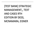 [Test Bank] Strategic Management,, Text and Cases 9th Edition by Dess, McNamara, Eisner