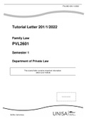 Family Law PVL2601 Semester 1 Department of Private Law