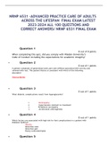 NRNP 6531 –ADVANCED PRACTICE CARE OF ADULTS ACROSS THE LIFESPAN  FINAL EXAM LATEST 2023-2024 ALL 100 QUESTIONS AND CORRECT ANSWERS/ NRNP 6531 FINAL EXAM