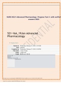 NURS N521-Advanced Pharmacology- Progress Test 4 -with verified answers-2022