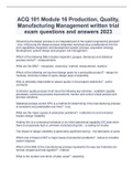ACQ 101 Module 16 Production&comma; Quality&comma; Manufacturing Management written trial exam questions and answers 2023