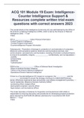 ACQ 101 Module 19 Exam&colon; Intelligence-Counter Intelligence Support & Resources complete written trial exam questions with correct answers 2023