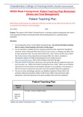 Summary NR305 Week 4 Assignment, Patient Teaching Plan Worksheet (Stress and Time Management)