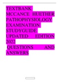 TEXT BANK MCCANCE HUETHER PATHOPHYSIOLOGY EXAMINATION STUDY GUIDE UPDATED EDITION 2022 QUESTIONS AND ANSWERS