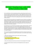 ATI TEAS 7 Reading Exam -with 100&percnt; verified solutions-2022-2024