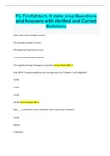FL Firefighter I&comma; II state prep Questions  and Answers with Verified and Correct  Solutions