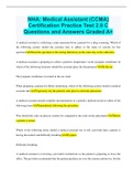 NHA&colon; Medical Assistant &lpar;CCMA&rpar;  Certification Practice Test 2&period;0 C Questions and Answers Graded A&plus;