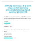 ANCC IQ Domains 1-5 Qbank answered all correctly answered; latest updated summer 2023.
