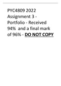 PYC4809 2022 Assignment 3 - Portfolio - Received 94%  and a final mark of 96% - DO NOT COPY
