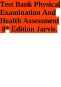 Test Bank Physical Examination And Health Assessment 8th Edition Jarvis.