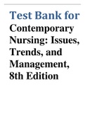 Test Bank for  Contemporary Nursing: Issues, Trends, and Management, 8th Edition