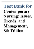 Test Bank for  Contemporary Nursing&colon; Issues&comma; Trends&comma; and Management&comma; 8th Edition