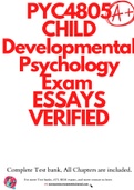 PYC4805 CHILD Developmental Psychology Exam ESSAYS&period; VERIFIED