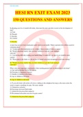 HESI RN EXIT EXAM 2023  150 QUESTIONS AND ANSWERS