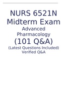 NURS 6521N Midterm Exam – Advanced Pharmacology (101 Q&A) (Latest Questions Included)