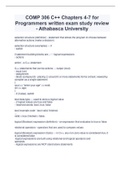 COMP 306 C++ Chapters 4-7 for Programmers written exam study review - Athabasca University