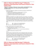 NUR 121 Maternal Child Nursing 5th Edition by McKinney Exam Questions and Answers Rated A&plus; New Update 2023