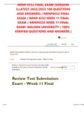 NRNP 6552 FINAL EXAM (VERSION 3,LATEST 2022/2023 100 QUESTIONS AND ANSWERS) / NRNP6552 FINAL EXAM / NRNP 6552 WEEK 11 FINAL EXAM / NRNP6552 WEEK 11 FINAL EXAM: WALDEN UNIVERSITY | 100% VERIFIED QUESTIONS AND ANSWERS |