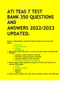 TI TEAS 7 Exam Test Bank 300 Questions with Answers SCORE CLEAN A&plus;