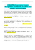 WGU C724- Information System  Management 10&sol;2023- PA Questions and  Answers Already Passed