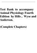 Test Bank to accompany Animal Physiology, Fourth Edition by Hill,  Wyse  and Anderson